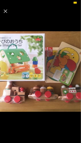 新品 エドインター 木のおもちゃセット あそびうち おやつ列車 パズル2種
