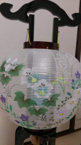絹二重絵(芙蓉に菊)　大内行灯11号 (一対)\n\n