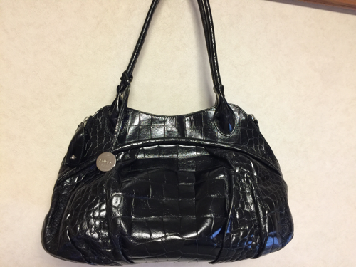 ☆フルラ☆FURLA☆クロコ型押し☆ハンドバック☆黒☆美品！