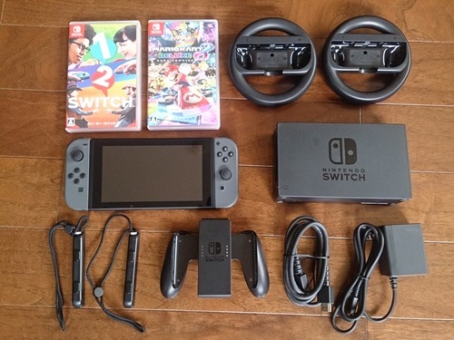 【中古】ニンテンドースイッチ＋ソフト2本＋Joy-Conハンドル