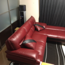 ニトリ 本革カウチソファ  ロゾ3 RED