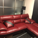 ニトリ 本革カウチソファ  ロゾ3 RED