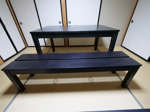 イケア　ダイニングテーブル　BJURSTA　ブラウンブラック　ベンチセット