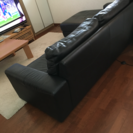 黒本革ソファー 馬場家具