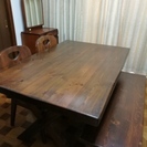 「木目ダイニングテーブルセット」テーブル＆チェア＆ベンチ