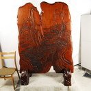 愛知県なら送料無料 特大名品 峰林銘入 希少無垢花梨材 彫刻 衝立 厚み6.7cm H167cm W 125cm