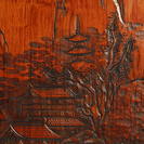 愛知県なら送料無料 特大名品 峰林銘入 希少無垢花梨材 彫刻 衝立 厚み6.7cm H167cm W 125cm