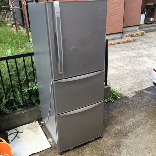 東芝 3ドア 冷凍冷蔵庫 339L 自動製氷 GR-34ZV 掃除済み 中古品