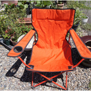 アウトドア 釣り キャンプ 折り畳み椅子 オレンジ 中古 汚れあり