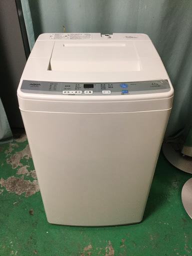 【期間限定30％OFF・全国送料無料・半年保証】洗濯機 2016年製 AQUA AQW-S45D 中古
