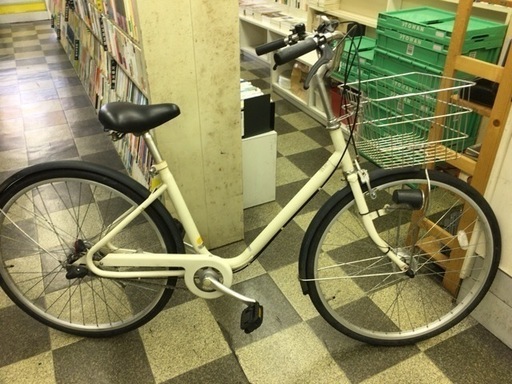 [4779]良品計画（無印良品）　シティサイクル　26インチ　内装3段変速　オートライト　大型ステンレスカゴ　ベージュ×マットブラック