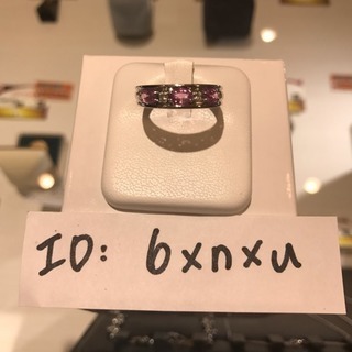 K18WG ピンクサファイヤ 0.75ct メレダイヤ 0.02ct リング 14.5号 中古