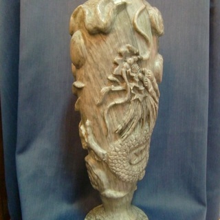 大理石 龍の彫刻 花瓶