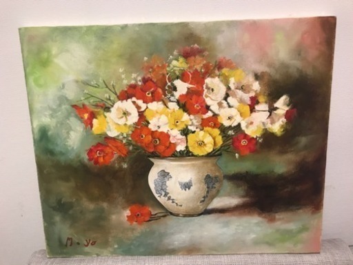65×53センチ☆花の油絵☆母の作品