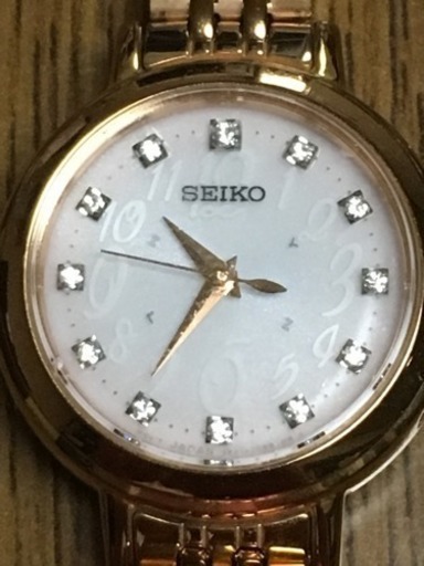 厚 17.1 SEIKO セイコー レディースウォッチ 腕時計 ソーラー電波 中古 ラインストーン付き 定形外送料無料