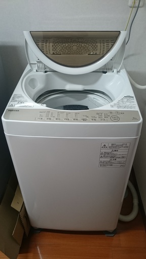 東芝  全自動洗濯機(洗濯6.0kg)  グランホワイト  AW-6G5(W) 2016年製