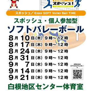 9月14日（木）9時～白根地区センター　ソフトバレーボールやりませんか？ - 横浜市