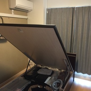 ガス圧式 収納ベッド 宮付き ハイタイプ セミダブルベッドリフトアップベッド ベッドフレーム メビウス