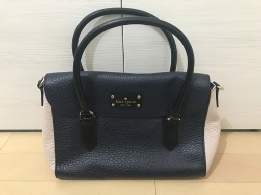 【美品】kate spade 牛皮 ハンドバッグ 正規品 裏地リボン柄