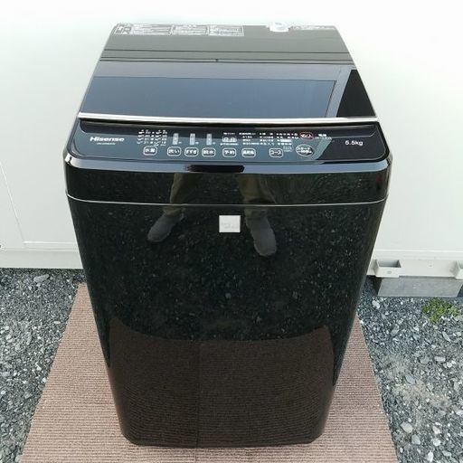 極美品 16年製 5.5kg Hisense 洗濯機 ガラストップデザイン 全自動洗濯機 ハイセンス