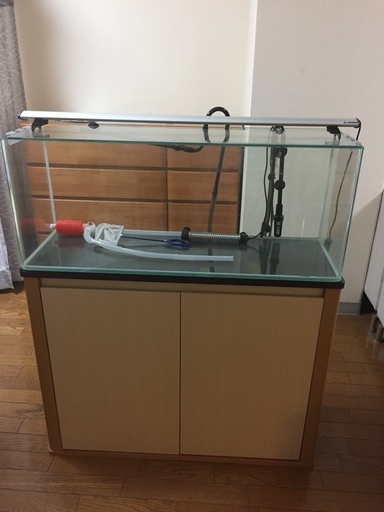 ♪♪曲げガラス水槽90×30、水槽台、LEDライト二個、外部フィルター、ヒーター等
