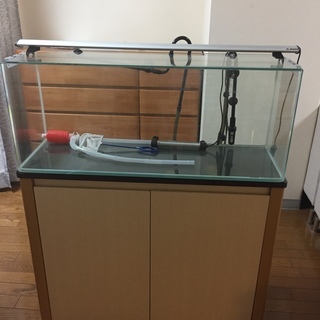 きる ♪♪曲げガラス水槽90×30、水槽台、LEDライト二個、外部