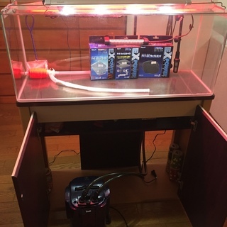 ♪♪曲げガラス水槽90×30、水槽台、LEDライト二個、外部フィルター