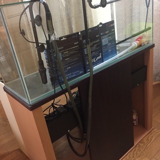 ♪♪曲げガラス水槽90×30、水槽台、LEDライト二個、外部フィルター