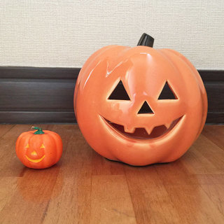 ハロウィン　かぼちゃ　ランタン　陶製