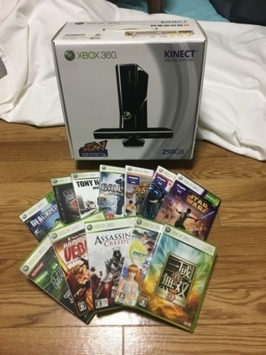『中古 XBOX360本体 250GB KINECT ソフト12本とHDMI付き