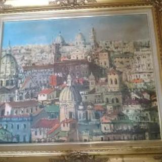 絵画 イタリア夜明けのミラーの風景         