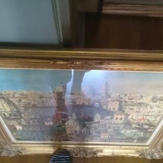 絵画 イタリア夜明けのミラーの風景         