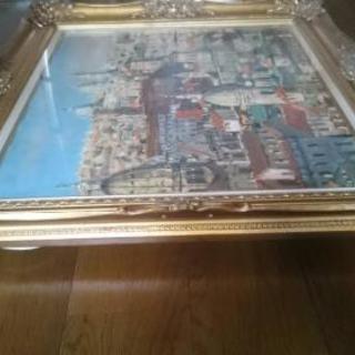 絵画 イタリア夜明けのミラーの風景         