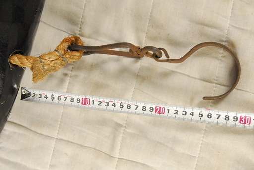 特大 94cm 囲炉裏 魚 自在鉤 魚型 横木 鯉 自在鍵 囲炉裏 古民具 魚木 木彫 囲炉裏吊 鉄製金具 荒縄付 2