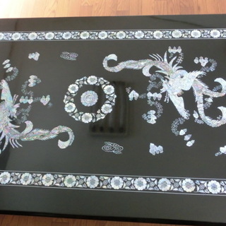 ★螺鈿細工　座敷テーブル　同サイズ、上面ガラス付属します。　豪華　綺麗なテーブルです。　価格相談！