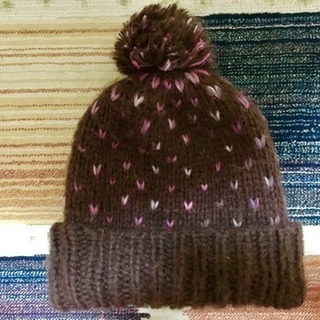 チョコレート×ピンク ニット帽