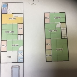 値下げ　敷金、礼金　不要。　大和高田市岡崎　２階建て　５ＤＫ 