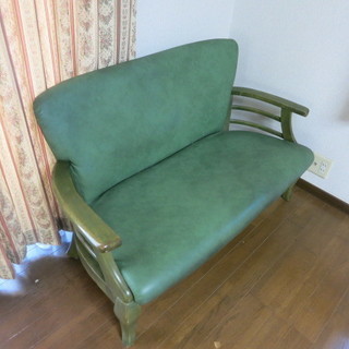 緑色 2人がけ椅子 オシャレ