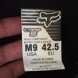 FOX COMP5 オフロードブーツ US9サイズ