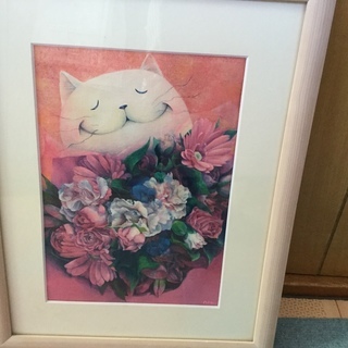 絵画 猫と花