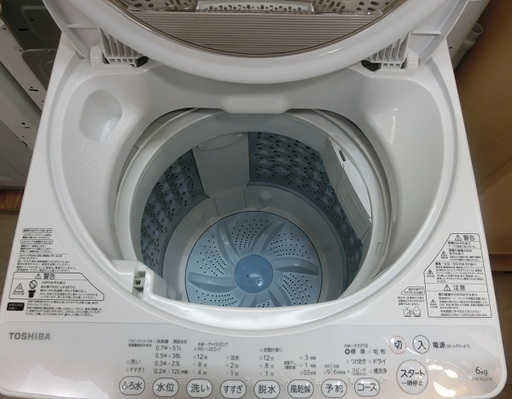 【販売終了しました。ありがとうございます。】TOSHIBA　6.0㎏　ステンレス槽　全自動洗濯機　AW-6G2　2015年製　中古品