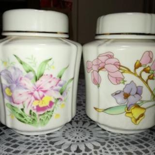 小瓶 陶器 花柄２セット