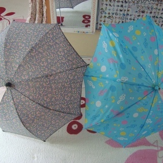 ★USED2本!!園児さんに・45cmの傘・かれんな花柄＆水色の...