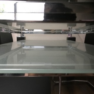 黒革椅子4脚！  ガラステーブル大