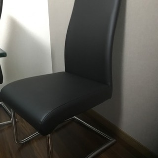 黒革椅子4脚！  ガラステーブル大