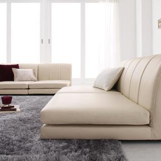 新品未使用品　送料無料(沖縄・北海道含む）2COLOR（IV/BK)スタイリッシュデザイン 合成皮革 ふんわりウレタンフロアコーナーソファセット（LowType Ver.)　1P+2P+コーナー3セット