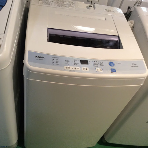 【期間限定30％OFF・全国送料無料・半年保証】洗濯機 2016年製 AQUA AQW-S60D 中古