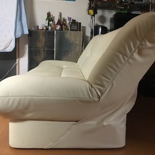 【高級品】シノハラの本皮デザイナーソファベッド(配達可)