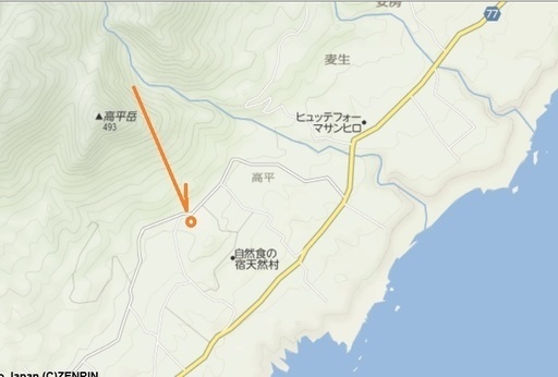 世界遺産　屋久島　高平岳の南側　　バス停から徒歩15分　天然村さんから歩いて5分　　500平米土地