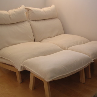 ●MUJI 無印良品 ハイバックリクライニングソファ ２シーター＋オットマン　使用期間短く美品です